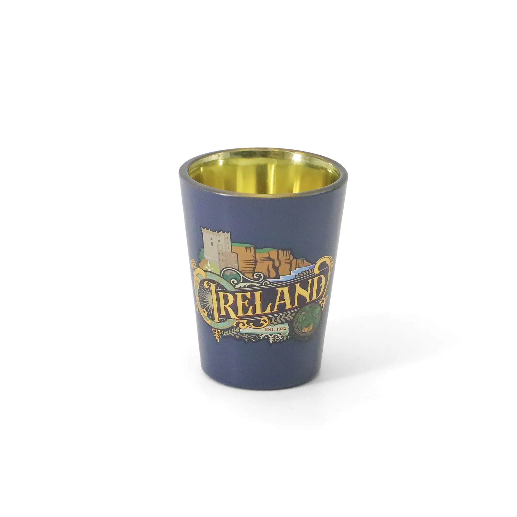 VINTAGE IRELAND CLIFFS BLUE SHOT GLASS