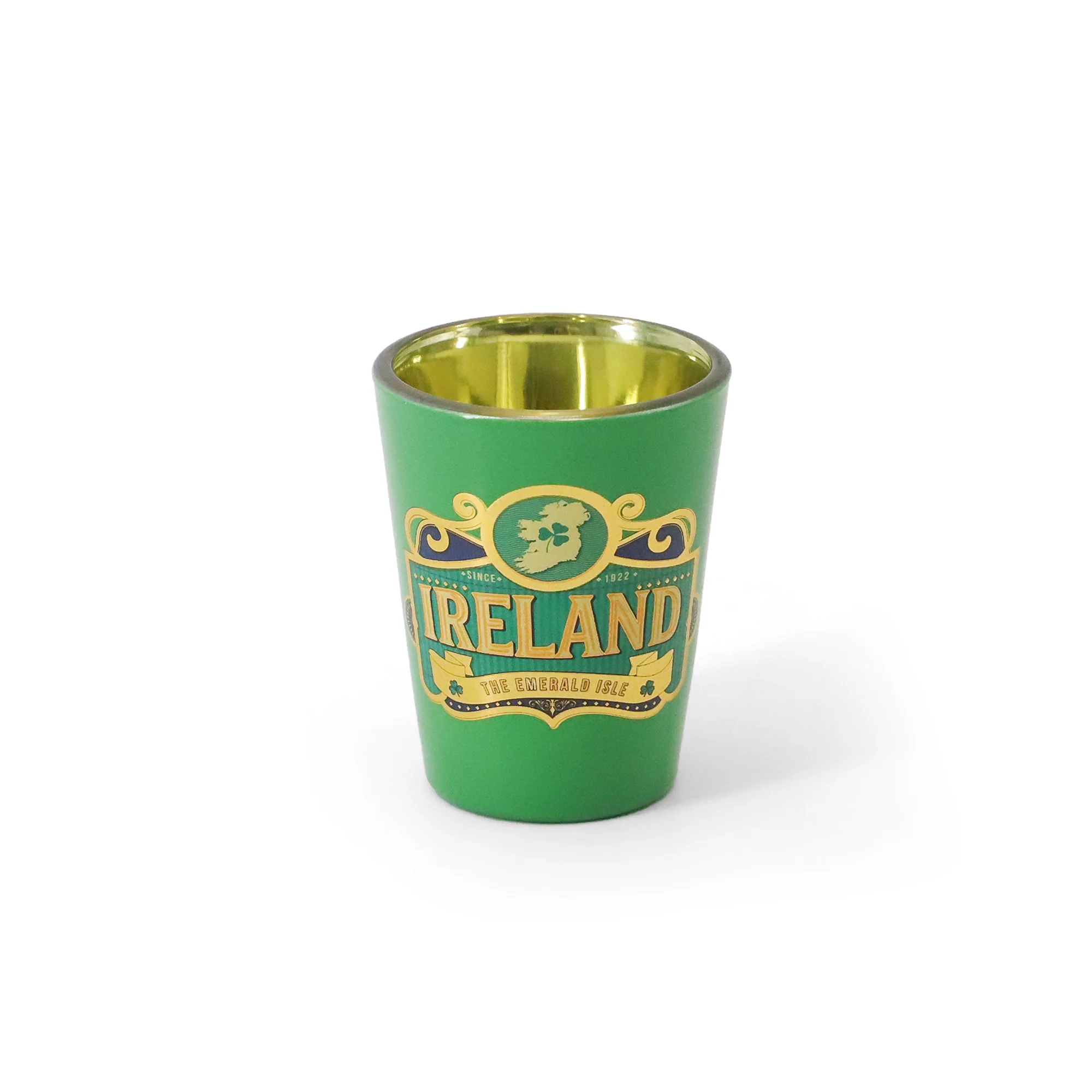 VINTAGE IRELAND MAP TEAL SHOT GLASS