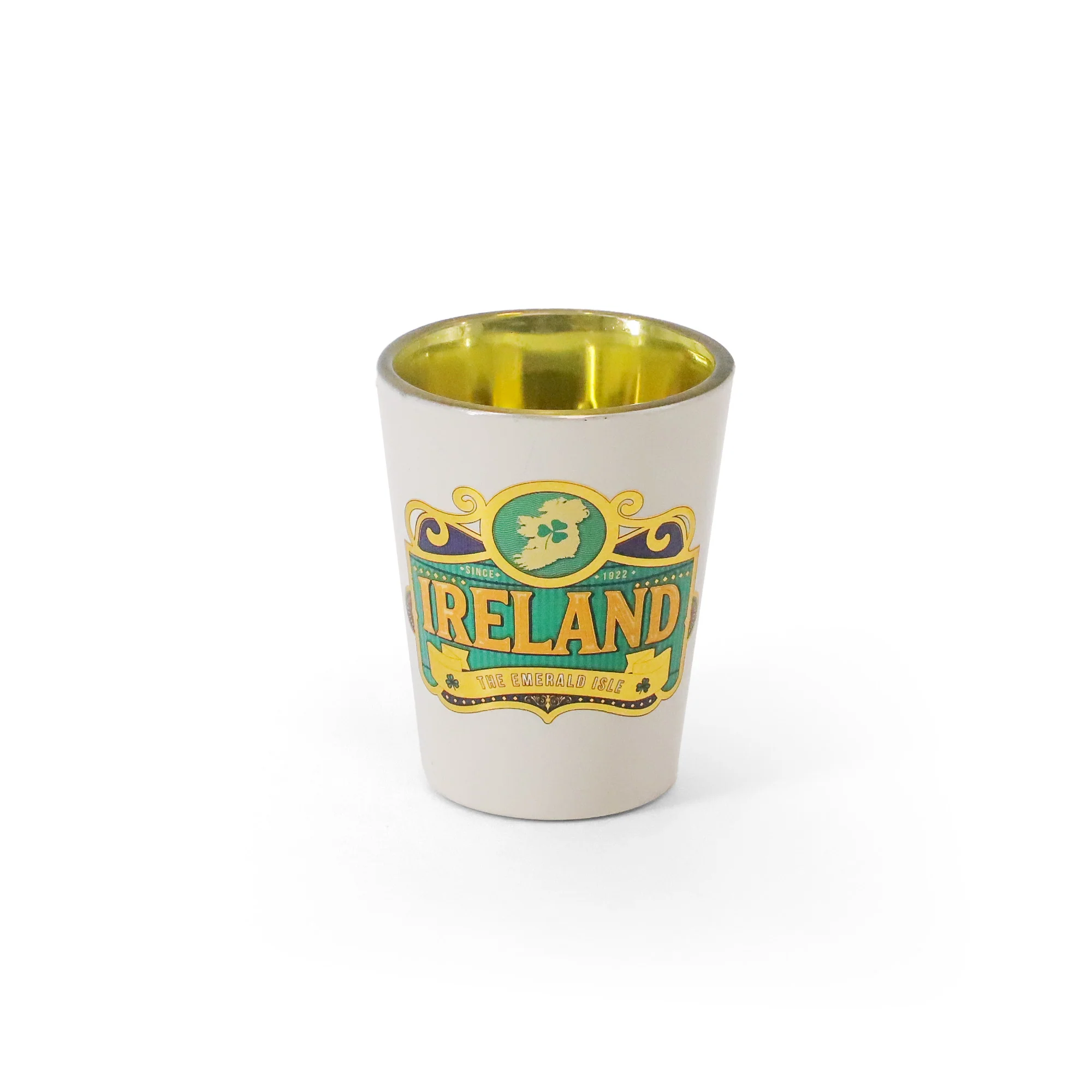 VINTAGE IRELAND MAP WHITE SHOT GLASS